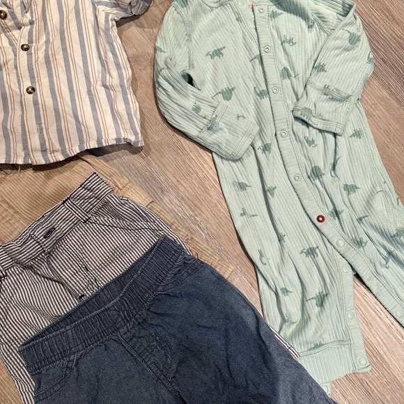 Striped Shirt and Dinosaur Onesie Set - Picture 3 of 3